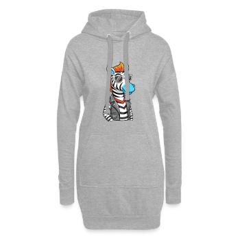Zebra Funny Cartoon Kawaii Jacket Sunglasses - Hoodie Dress - heather grey - Front