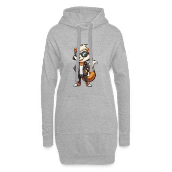 Skunk Funny Cartoon Kawaii Jacket Lunettes de soleil - Sweat-shirt à capuche long Femme - gris chiné - Devant
