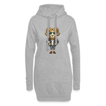 Ram Lustige Cartoon Kawaii Jacke Sonnenbrille - Hoodie-Kleid - Grau meliert - Vorne