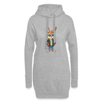 Lapin Funny Cartoon Kawaii Veste Lunettes de soleil - Sweat-shirt à capuche long Femme - gris chiné - Devant