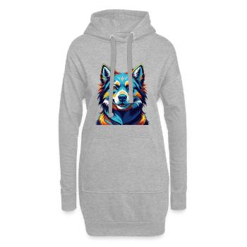 Ainu Hund Rasse Buntes Aquarell Cartoon Kawaii - Hoodie-Kleid - Grau meliert - Vorne