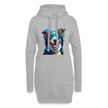 Aidi Chien Race Coloré Aquarelle Dessin Animé Kawaii - Sweat-shirt à capuche long Femme - gris chiné - Devant