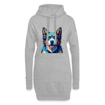 Akbash Hunderasse Bunte Karikatur Kawaii - Hoodie-Kleid - Grau meliert - Vorne