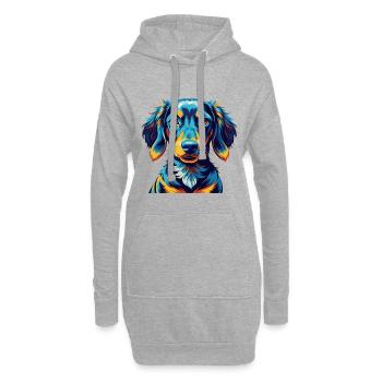 Teckel alpin Chien Race Dessin animé Kawaii - Sweat-shirt à capuche long Femme - gris chiné - Devant