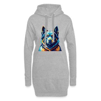 Schwarzer Norwegischer Elchhund Hunderasse Karikatur Kawaii - Hoodie-Kleid - Grau meliert - Vorne