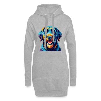 Schwarzer Russischer Terrier Hund Rasse Karikatur Kawaii - Hoodie-Kleid - Grau meliert - Vorne