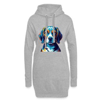 Beagle Chien Race Coloré Dessin Animé Kawaii - Sweat-shirt à capuche long Femme - gris chiné - Devant
