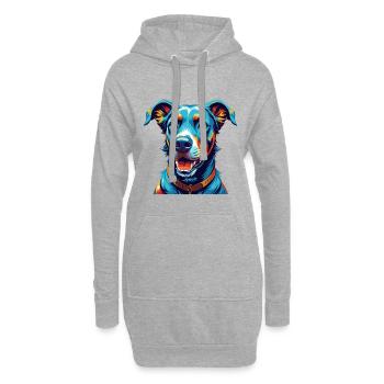 Blaue Lacy Hunderasse Bunte Karikatur Kawaii - Hoodie-Kleid - Grau meliert - Vorne