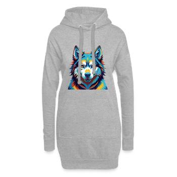 Seppala Sibirische Schlittenhunderasse Karikatur Kawaii - Hoodie-Kleid - Grau meliert - Vorne