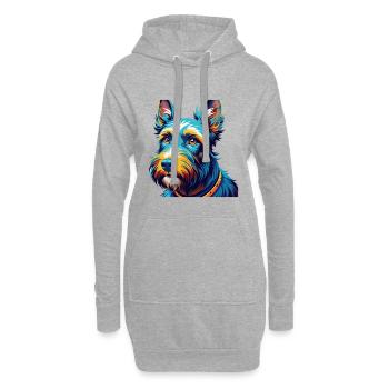 Scottish Terrier Chien Race Coloré Dessin Animé Kawaii - Sweat-shirt à capuche long Femme - gris chiné - Devant