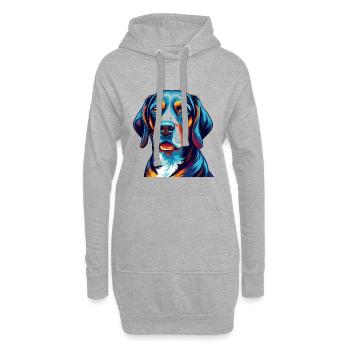 Serbische dreifarbige Hunderasse Karikatur Kawaii - Hoodie-Kleid - Grau meliert - Vorne