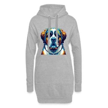 St Bernard Chien Race Coloré Dessin Animé Kawaii - Sweat-shirt à capuche long Femme - gris chiné - Devant
