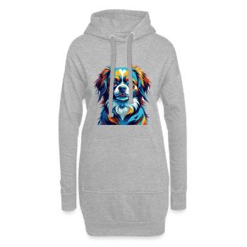 Épagneul tibétain chien race Dessin animé coloré Kawaii - Sweat-shirt à capuche long Femme - gris chiné - Devant
