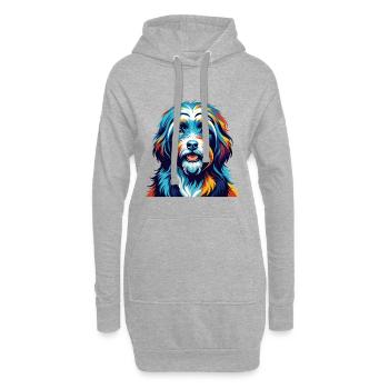 Tibetan Terrier Hunderasse Bunte Karikatur Kawaii - Hoodie-Kleid - Grau meliert - Vorne