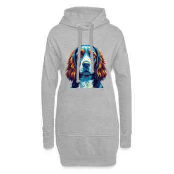 Welsh Springer Spaniel Chien Race Dessin Animé Kawaii - Sweat-shirt à capuche long Femme - gris chiné - Devant
