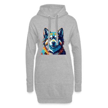 Westsibirische Laika Hunderasse Karikatur Kawaii - Hoodie-Kleid - Grau meliert - Vorne