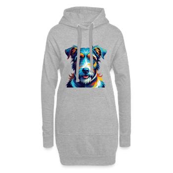 Fil Fox Terrier Chien Race Coloré Dessin Animé Kawaii - Sweat-shirt à capuche long Femme - gris chiné - Devant
