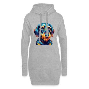 Drahthaariger Dackel Hunderasse Karikatur Kawaii - Hoodie-Kleid - Grau meliert - Vorne