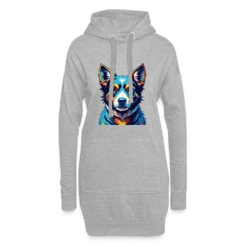 Alopekis Race Chien Dessin animé Coloré Kawaii - Sweat-shirt à capuche long Femme - gris chiné - Devant