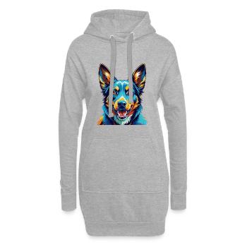 Kelpie australien chien race dessin animé Kawaii - Sweat-shirt à capuche long Femme - gris chiné - Devant