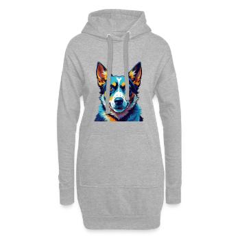 Bouvier australien chien race dessin animé Kawaii - Sweat-shirt à capuche long Femme - gris chiné - Devant