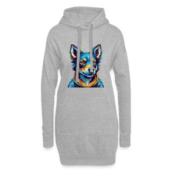 Ariegeois Race Chien Coloré Dessin Animé Kawaii - Sweat-shirt à capuche long Femme - gris chiné - Devant