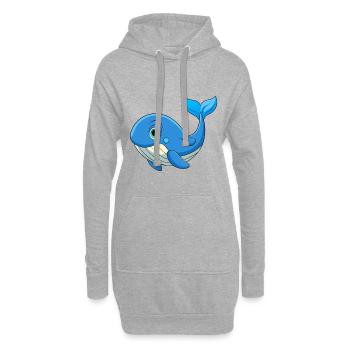 Wal Niedliche Maskottchen Zeichentrickfigur Kawaii - Hoodie-Kleid - Grau meliert - Vorne