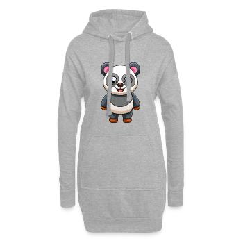 Panda Mignon Mascotte Personnage De Dessin Animé Kawaii - Sweat-shirt à capuche long Femme - gris chiné - Devant
