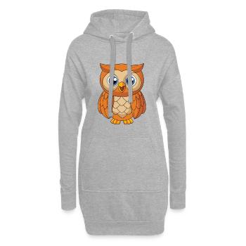 Eule Niedliche Maskottchen Zeichentrickfigur Kawaii - Hoodie-Kleid - Grau meliert - Vorne