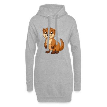 Loutre Mascotte mignonne Personnage de dessin animé Kawaii - Sweat-shirt à capuche long Femme - gris chiné - Devant