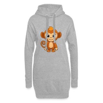 Affe Niedliche Maskottchen Zeichentrickfigur Kawaii - Hoodie-Kleid - Grau meliert - Vorne