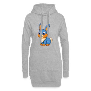 Lapin Mignon Mascotte Personnage De Dessin Animé Kawaii - Sweat-shirt à capuche long Femme - gris chiné - Devant