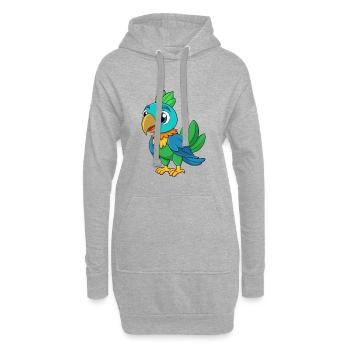 Papagei Niedliche Maskottchen Zeichentrickfigur Kawaii - Hoodie-Kleid - Grau meliert - Vorne