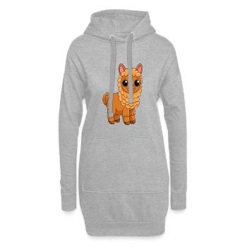 Alpaga Mignon Mascotte Personnage De Dessin Animé Kawaii - Sweat-shirt à capuche long Femme - gris chiné - Devant