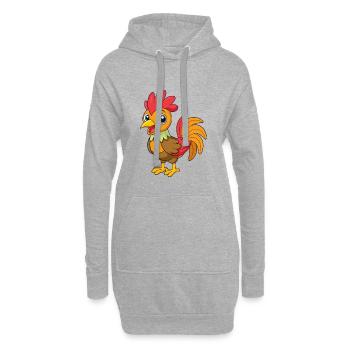 Hahn Niedliche Maskottchen Zeichentrickfigur Kawaii - Hoodie-Kleid - Grau meliert - Vorne