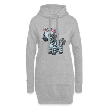Zebra Cute Mascot Cartoon Character Kawaii - Hoodie Dress - heather grey - Front