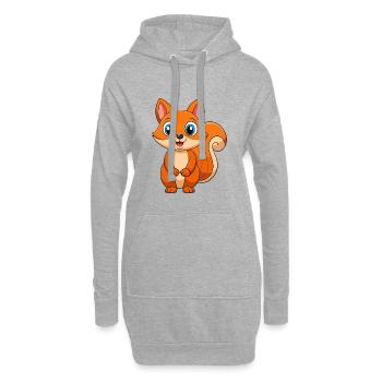 Écureuil Mignon Mascotte Personnage De Dessin Animé Kawaii - Sweat-shirt à capuche long Femme - gris chiné - Devant