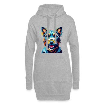 Welsh Terrier Chien Race Coloré Dessin Animé Kawaii - Sweat-shirt à capuche long Femme - gris chiné - Devant