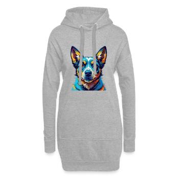 Talon bleu chien race dessin animé coloré Kawaii - Sweat-shirt à capuche long Femme - gris chiné - Devant