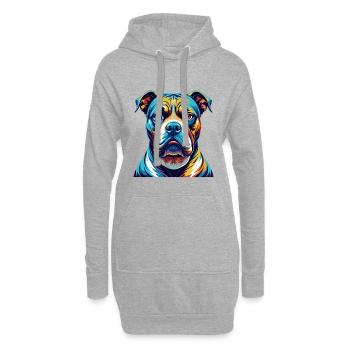 Bouledogue américain race coloré dessin animé Kawaii - Sweat-shirt à capuche long Femme - gris chiné - Devant