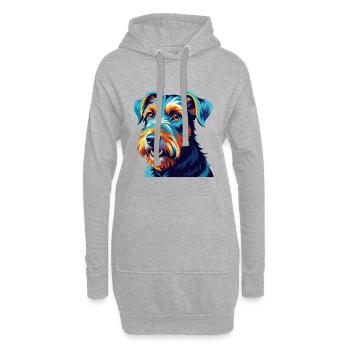 Airedale Terrier Chien Race Coloré Dessin animé Kawaii - Sweat-shirt à capuche long Femme - gris chiné - Devant