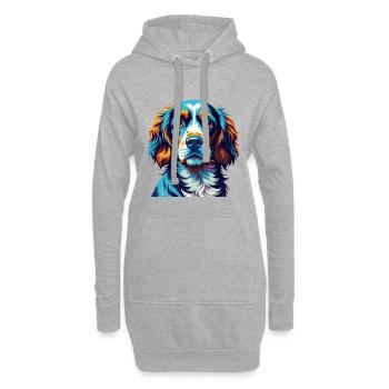Épagneul alpin Chien race Coloré Dessin animé Kawaii - Sweat-shirt à capuche long Femme - gris chiné - Devant