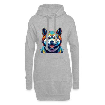 Akita Hunderasse Buntes Aquarell Karikatur Kawaii - Hoodie-Kleid - Grau meliert - Vorne