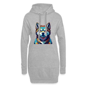 Akita Inu Hunderasse Bunte Karikatur Kawaii - Hoodie-Kleid - Grau meliert - Vorne