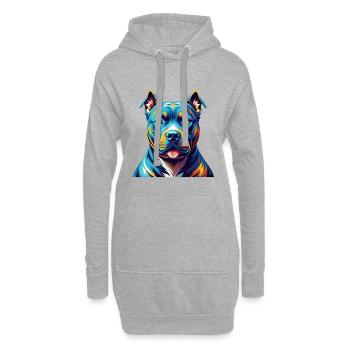 American Pitbull Terrier Chien Race Dessin animé Kawaii - Sweat-shirt à capuche long Femme - gris chiné - Devant