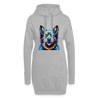 Aryan Molossus Chien Race Coloré Dessin Animé Kawaii - Sweat-shirt à capuche long Femme - gris chiné - Devant