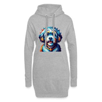 Bichon frisé Race de chien Dessin animé coloré Kawaii - Sweat-shirt à capuche long Femme - gris chiné - Devant