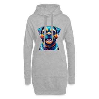 Border Terrier Chien Race Coloré Dessin Animé Kawaii - Sweat-shirt à capuche long Femme - gris chiné - Devant