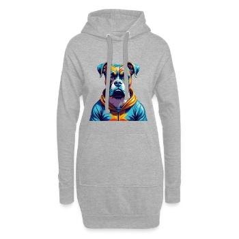 Boxer Hund Rasse Buntes Aquarell Karikatur Kawaii - Hoodie-Kleid - Grau meliert - Vorne
