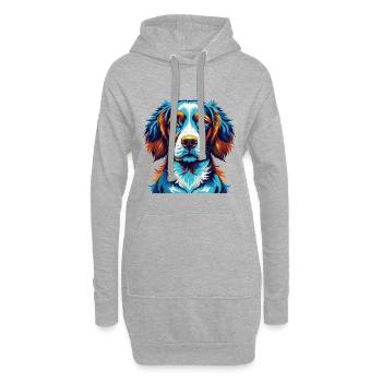 Bretagne, race de chien, dessin animé coloré, Kawaii - Sweat-shirt à capuche long Femme - gris chiné - Devant